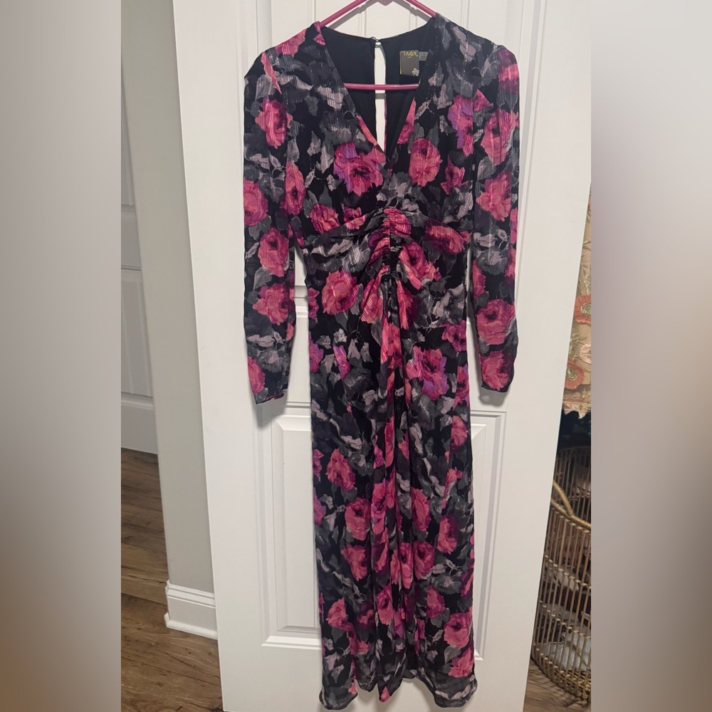 Taylor Long Sleeve Dress in Pink and Black Floral